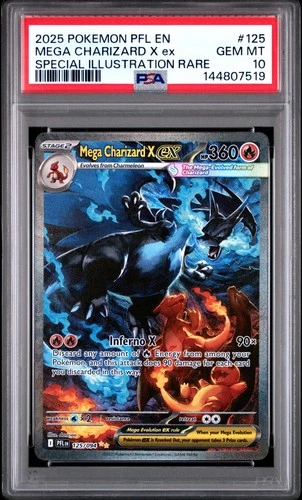 2025 POKEMON PFL SPECIAL ILLUSTRATION RARE #125 MEGA CHARIZARD X EX PSA 10