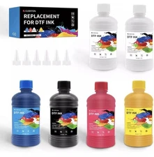 Replacement For DTF Ink 100ml x 6-pk (CMYBWW) Wide Format & Desktop DTF Printers