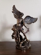15 Inch Large St. Michael Archangel Cold Cast Bronze Statue for Church Sanctuar