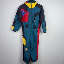 VTG Obermeyer Ski Suit Juniors 10 Colorblock Hooded 90s Aspen Snowmass Colorado