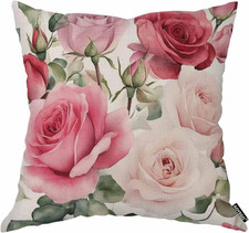 Watercolor Roses Throw Pillow Cover Elegant Floral Bud Petal Romantic Plant