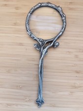 Vintage Art Nouveau Pewter Framed Figural Magnifying Glass with Lady Handle