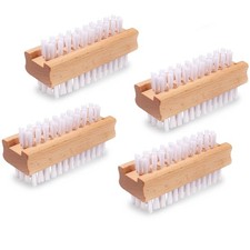 4 Pcs Wooden Nail Brush Two-Sided Fingernail Nail Scrubber Brush