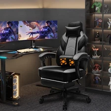 Gaming Chair,Video Game Chair with footrest and Massage Lumbar Support,Height...