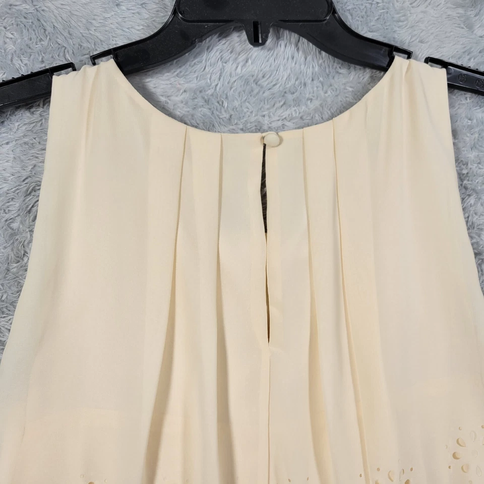 Jessica Simpson Dress Womens 8 Cream Peach Layered Sleeveless Chiffon Eyelet - Image 4 of 4