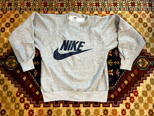 VTG Nike Big Swoosh Gray/blue Crewneck Sweatshirt Womens Small White Tag