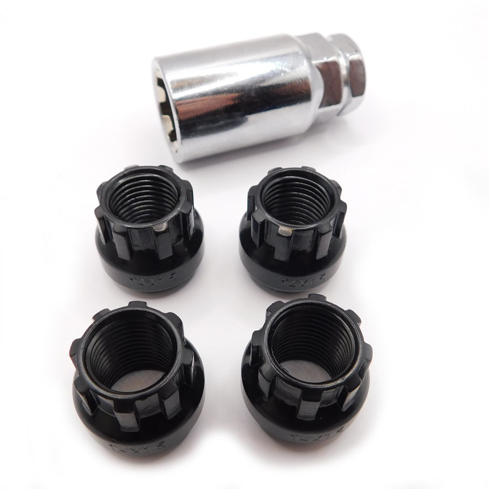 Locking Wheel Nuts M12x1.5 Open Bimecc Black For Hyundai Getz i10 i20