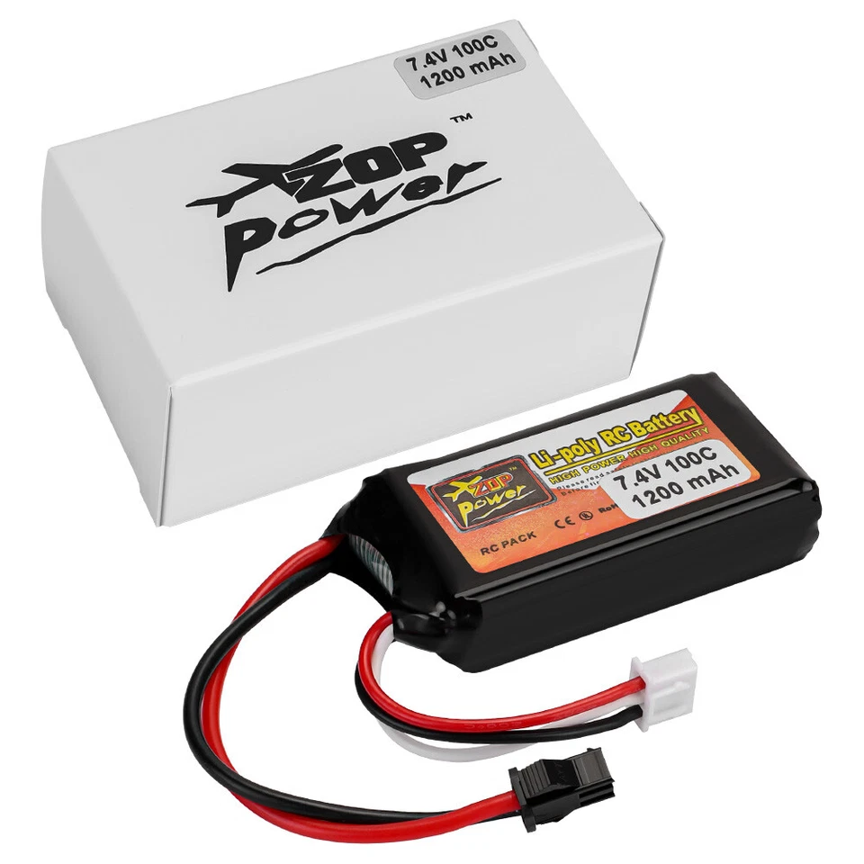 100C 7,4V 2S 1200mAh LiPo Batterie SM 2 PIN Stecker für RC Car Auto Drohne Boot - Bild 3 von 4