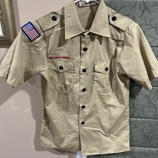 Boy Scout BSA UNIFORM Tan SHIRT Youth Large Short Sleeve E41