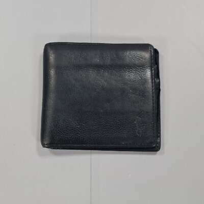 Polo Ralph Lauren Mens Leather Card Holder Black Wallet Bifold