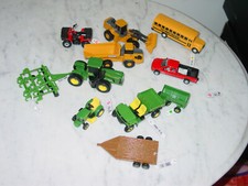 Lot of 9 TRUCKS WORK Vehicle Bus, Dump Truck, Tractors ERTL NEW