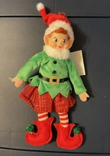 NWT Hobby Lobby Pixie Elf Christmas Ornament Red Skirt Hat And Shoes Green Coat