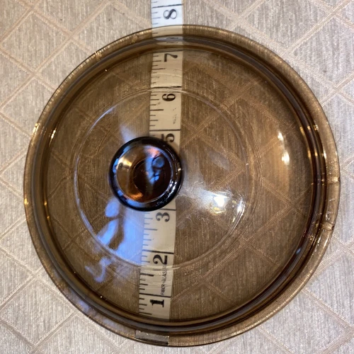 Vintage PYREX Corning Ware 7.5” Round Visions Amber Glass Lid ONLY