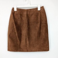 Vintage Chia Suede Leather Pencil Skirt Women Size 12 90s Academia Cowgirl Y2K