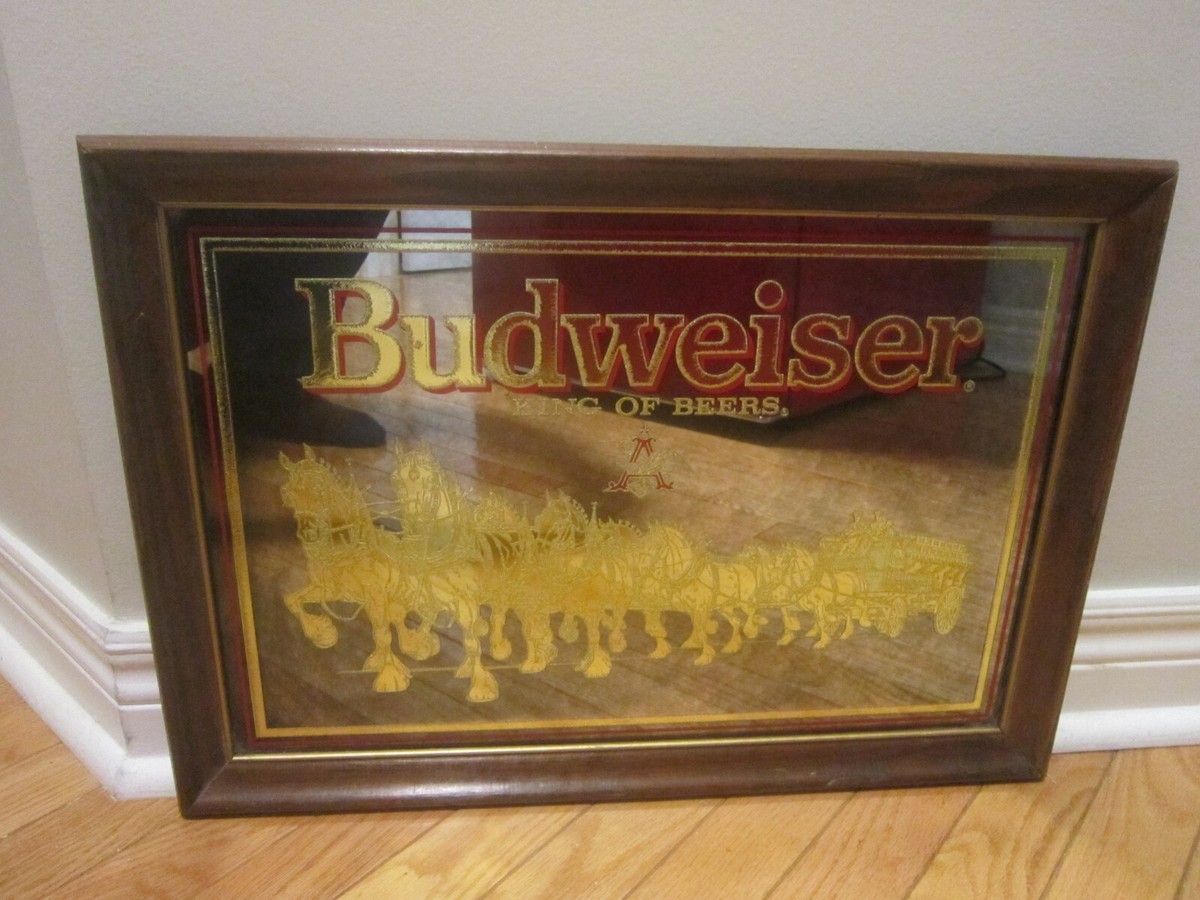 Vintage 1989 Budweiser King of Beers Gold Clydesdales Framed