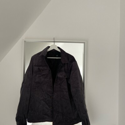 Mens corduroy Shacket River island Dark Grey With Pockets