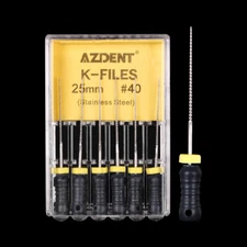1Box Dental Endo K-files Stainless Steel Hand Use Files 21/25mm /1pc File Holder