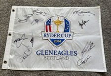 Team Europe Hand Signed 2014 Ryder Cup Gleneagles Golf Flag with COA