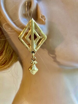 Boucles D'oreilles Vintage Micris Années 80 - Doré - Occasion Parfait état