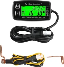 Digital Tach Hour Meter Engine Temp Gauge Alert RPM & Temp,Backlight snow blower
