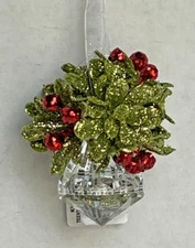Ganz Kissing Krystals Mini Acrylic Jewel Ornament with Mistletoe 2 1/2" x 2"