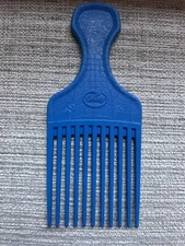 Vintage Goody Blue Hair Pick Textured Plastic Handle Lift Comb 6.5"