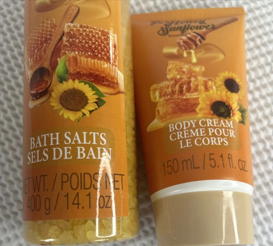 Juego de sales de baño perfumadas y crema corporal Crystal Waters miel girasol - ¡NUEVO! Foto 2 de 2