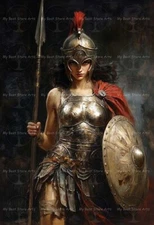 ATHENA ART PRINT, Greek Goddess of War Wisdom Decor, Gothic Warrior Poster F535