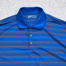 Nike Polo Shirt Men's Large Blue Striped Golf Performance Dri-Fit Athletic