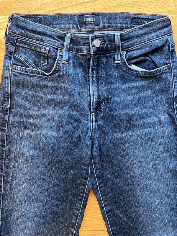 $201 AGOLDE Jeans Women’s 27 Sophie High Rise Crop Skinny Stretch Blue Denim USA