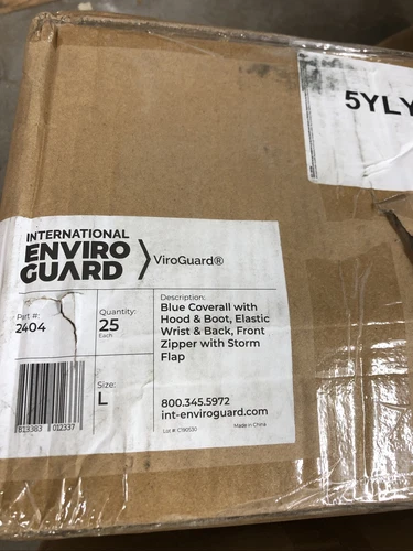 25pc International Enviroguard 2404 Blue Coverall with Hood & Boots Size L New - product listing photo