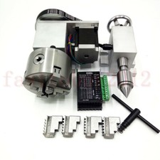A 4th-axis CNC Rotary Axis Dividing Head 3" 4-jaw TB6600 Driver CNC3040 Router