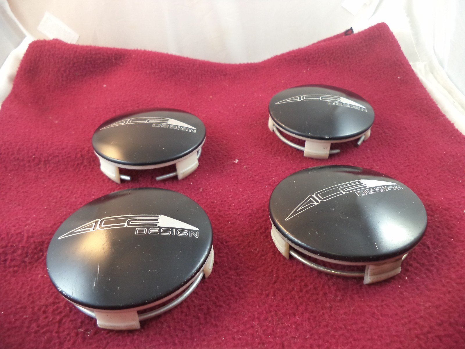 ACE Wheels Black Custom Wheel Center Caps #A119-16 SET OF FOUR CAPS