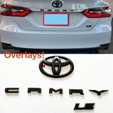 NEW 3PS 2018-2024 TOYOTA CAMRY LE MATTE Black EMBLEM OVERLAY KIT 8th GEN CAMRY