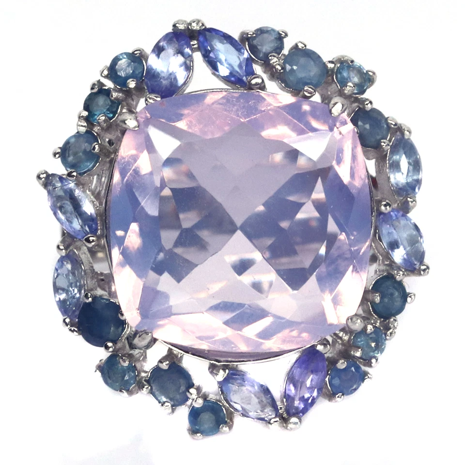 Anel de safira 925 prata tamanho 7,75 pedra preciosa não aquecida quartzo lavanda, tanzanita - Imagem 3 de 4