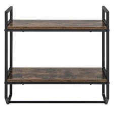 Industrial 2-Tier Storage Rack Wall Mounted Bathroom Shelf w/ Towel Bar Kitchen