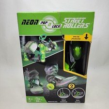 Neon Pop n Lock Street Rollers Walk  Roll Skates Green LED Lighted Wheels NEW
