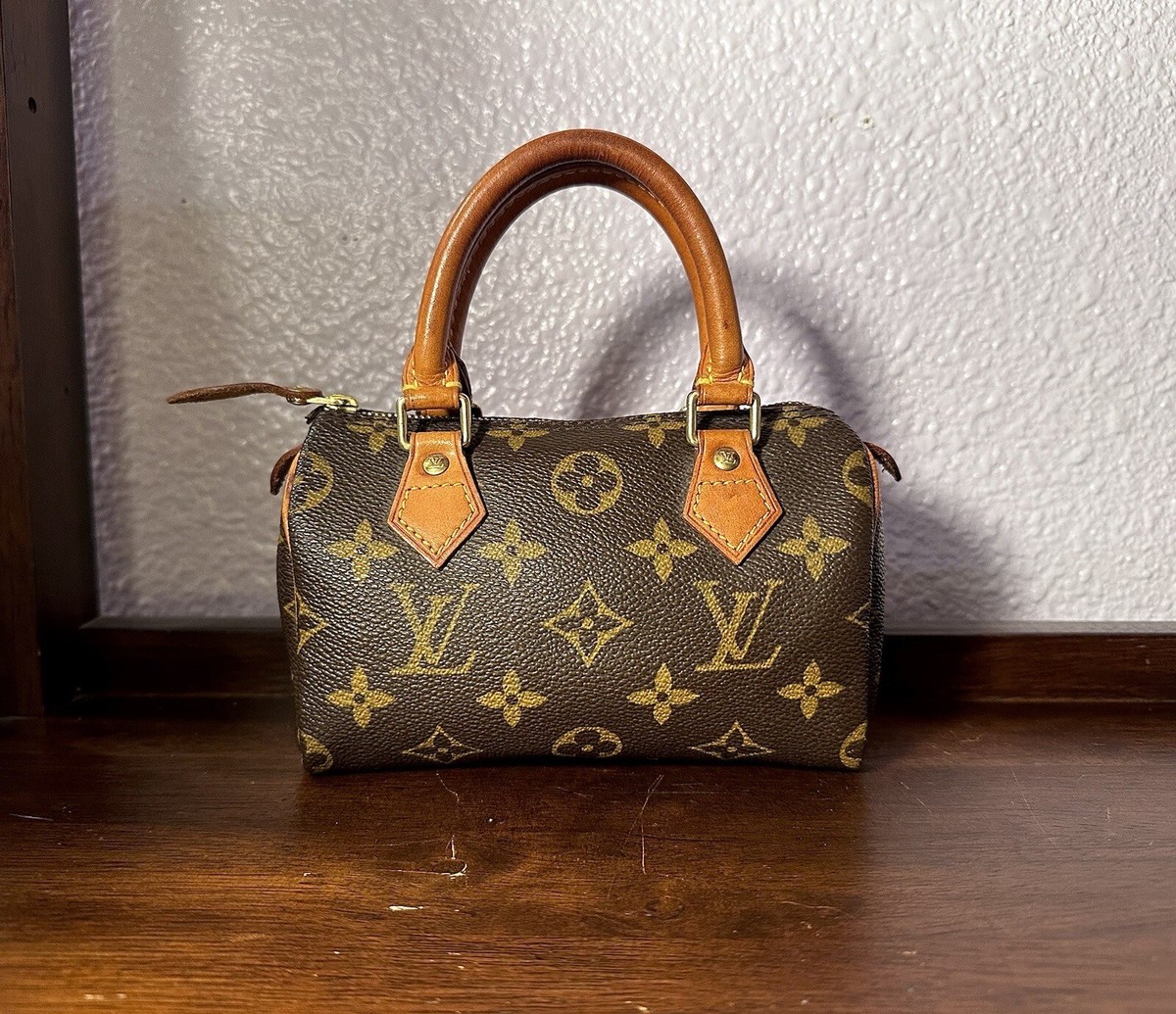 小物 LOUIS VUITTON Louis Vuitton Mini HL Speedy Handbag Brown Canvas And Leather | eBay