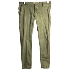 Superdry Pants Mens Small Green Chino Straight Leg Flat Front Trouser Twill
