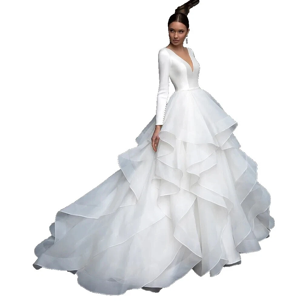 Tulle a-Line vestidos de novia en niveles