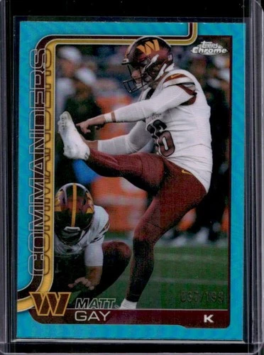 2025 Topps Chrome Matt Gay Aqua Refractor #/199 Commanders