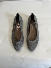 AGL Attilio Giusti Leombruni Mist Gray Suede Studded Ballet Flat Sz 8.5 EUC