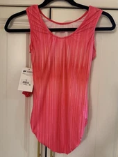 NWT GK Elite gymnastics Leotard Pink W/  Scrunchie Size AM MSRP $35