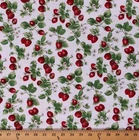 Cotton Strawberries Leaves Strawberry Off-White Fabric Print by Yard D695.36