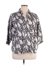 212 Collection Women Silver 3/4 Sleeve Blouse 1X Plus