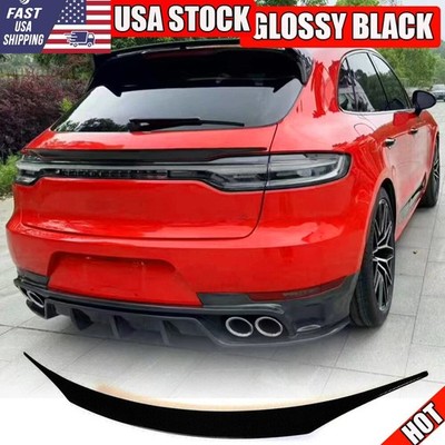 Glossy Black Rear Middle Spoiler Trunk Wing Lip Fit For Porsche Macan 2020-2024