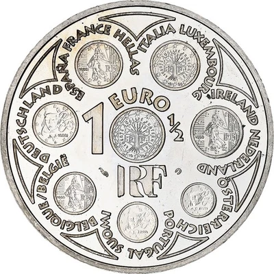 France, Europa, 1 1/2 Euro, 2002, Monnaie de Paris, BE, SUP+, Argent, KM:1301 - Photo 1/2