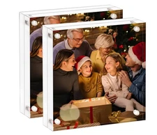 Acrylic Picture Frame 8x8-2 Pack, Clear Double Sided Frameless Photo Frame wi...