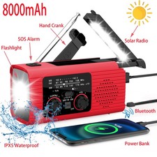 80000mAh Emergency Solar Hand Crank Weather Radio Power Bank Charger Flash Light