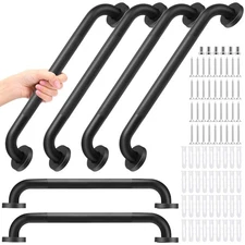 6 Pack Matte Black Shower Grab Bar 16 Inch 304 Stainless Steel Bathroom Grab Bar